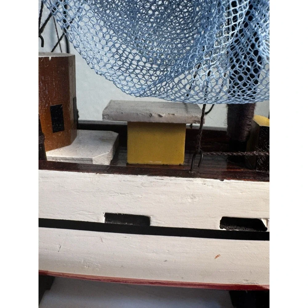 Shrimp Boat Model Fishing Trawler Complete Built Wooden Hull Painted with Stand